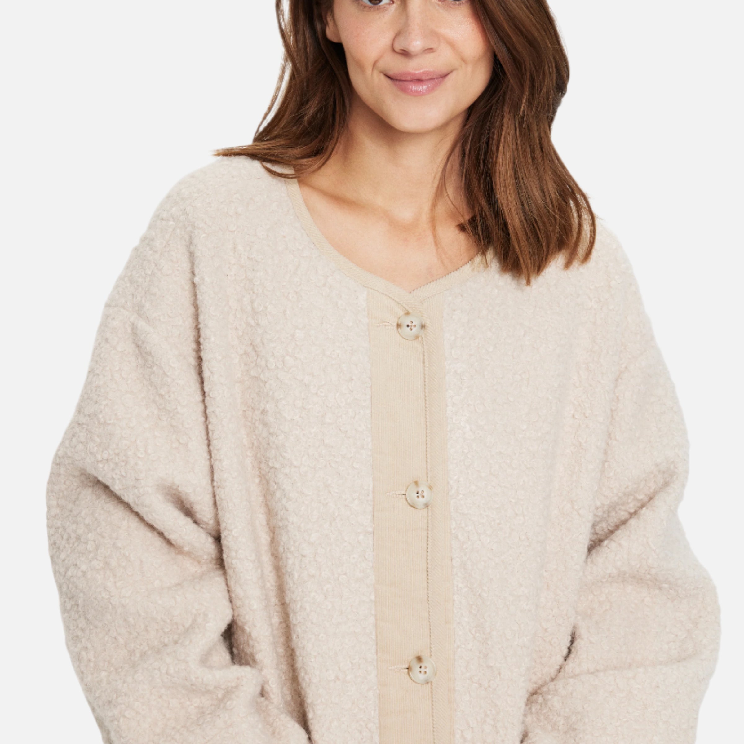 cream boucle oversized jacket