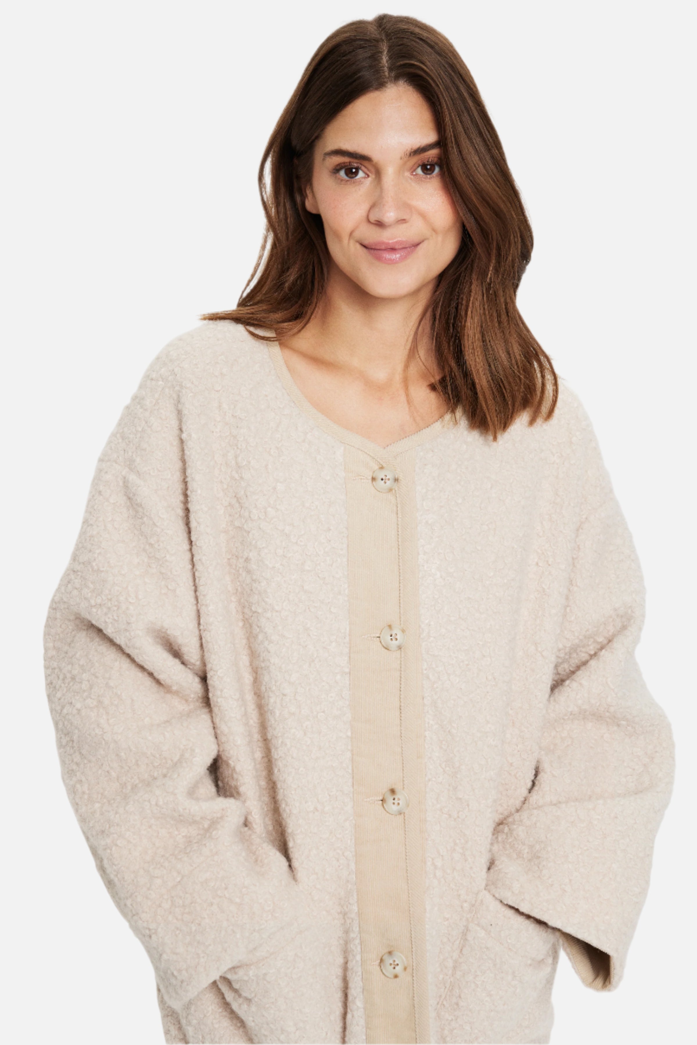 cream boucle oversized jacket