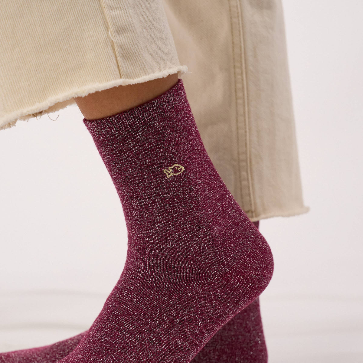 BillyBelt aubergine glitter socks, additional product photograph 5