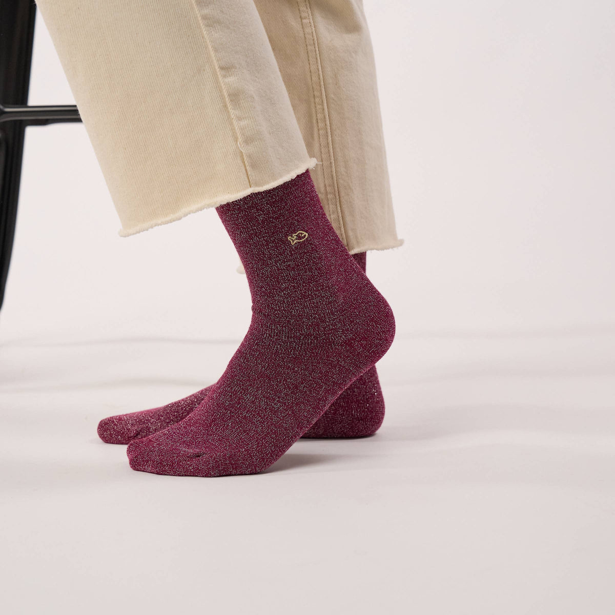 BillyBelt aubergine glitter socks, additional product photograph 3