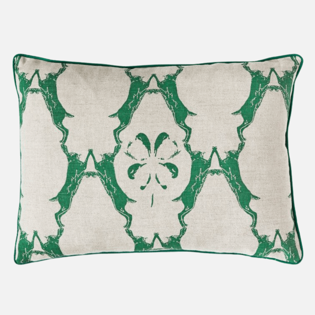 Boxing Hares Cushion | Green