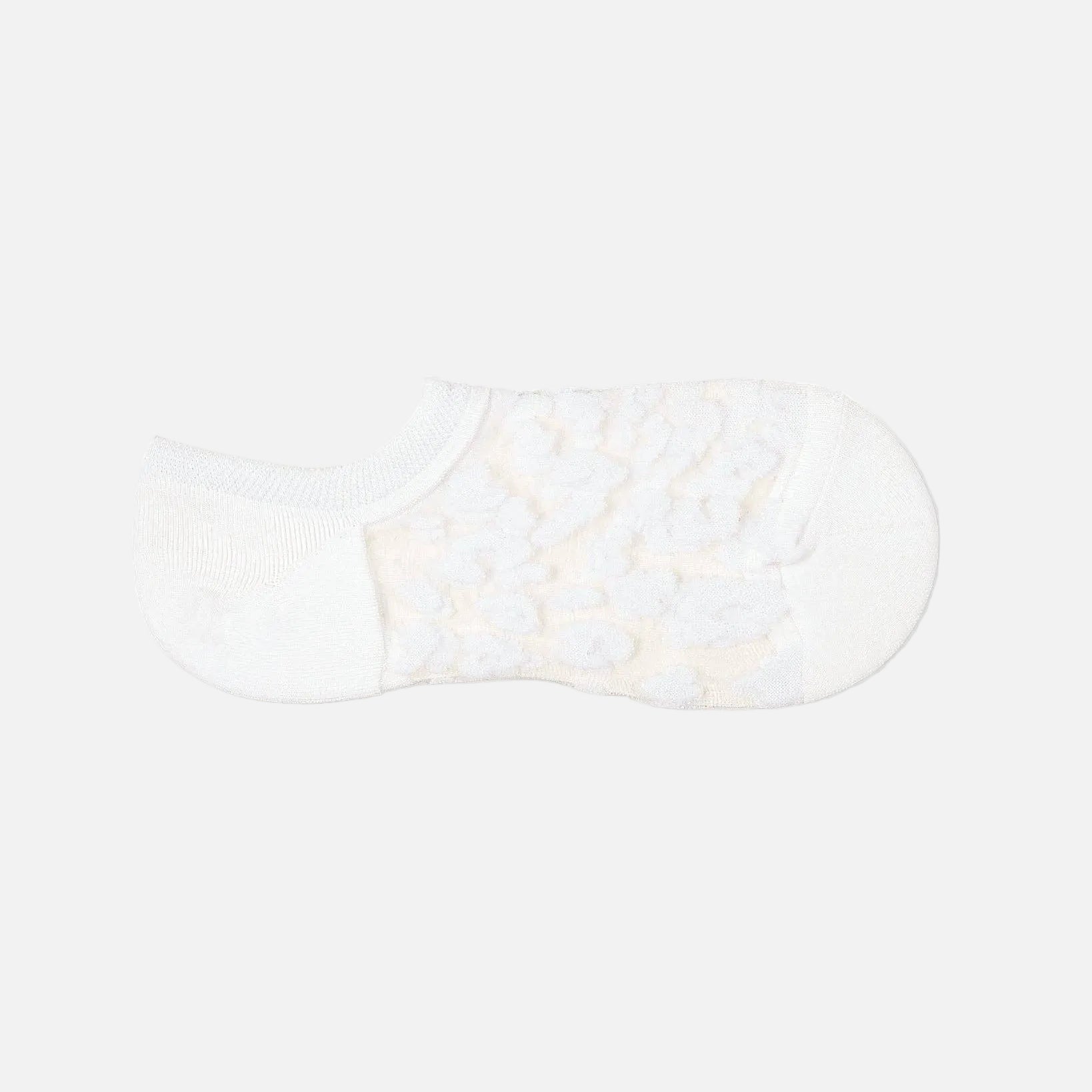 White sock with a subtle pattern on a white background