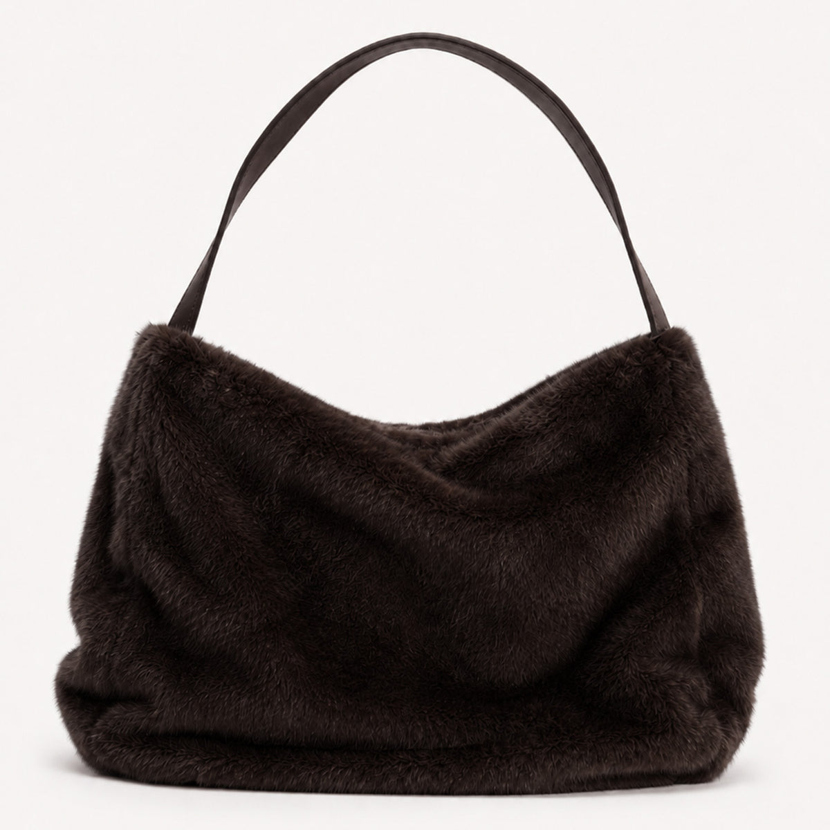Loxley Lane faux fur slouch bag in Chocolate