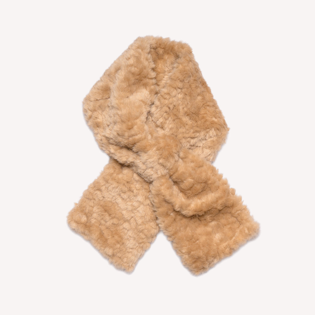Loxley Lane faux teddy fur pull-through collar in Caramel