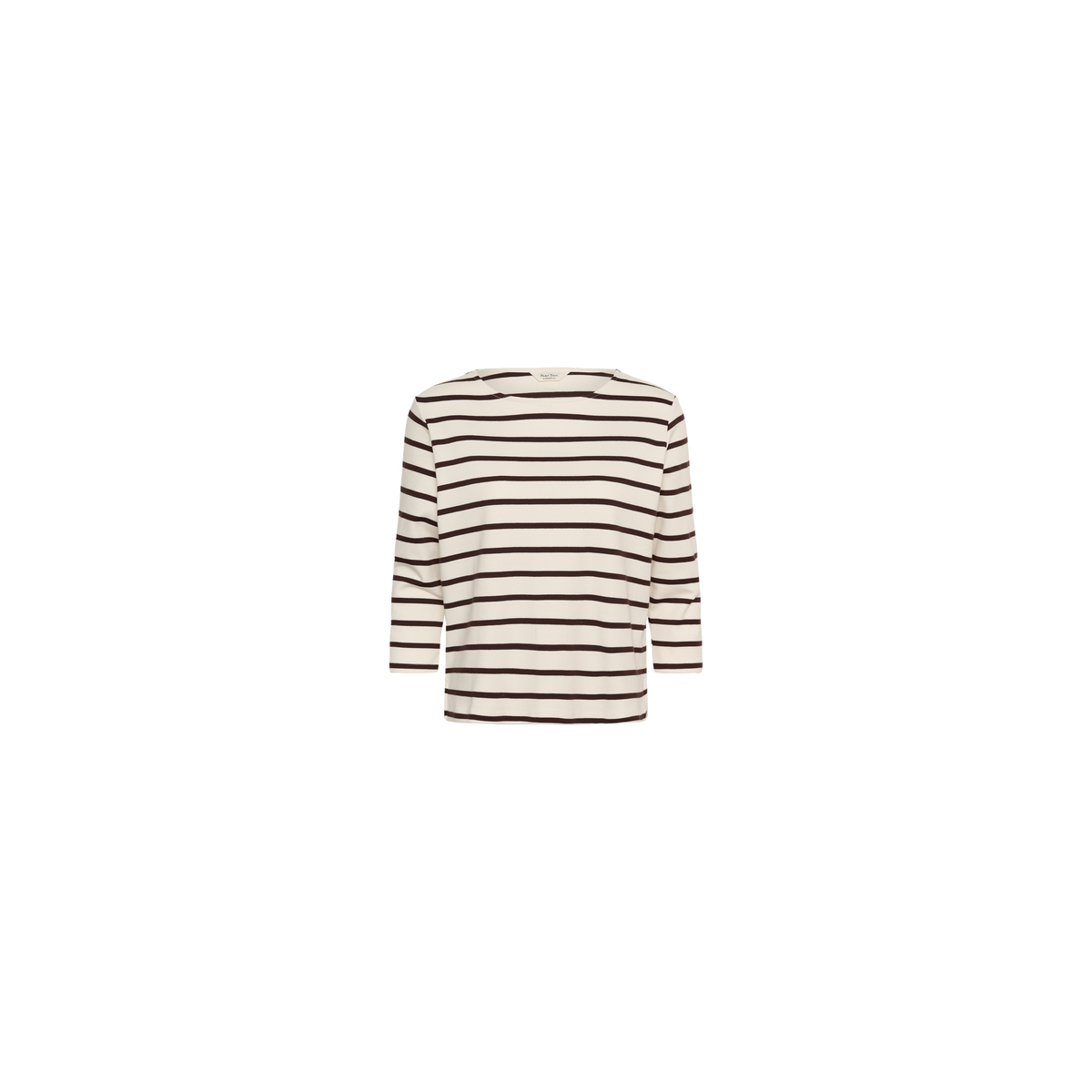 Part Two Nela 3/4 Sleeve T-Shirt in Mole Stripe – front cut-out product view