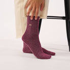 BillyBelt aubergine glitter socks, additional product photograph 2