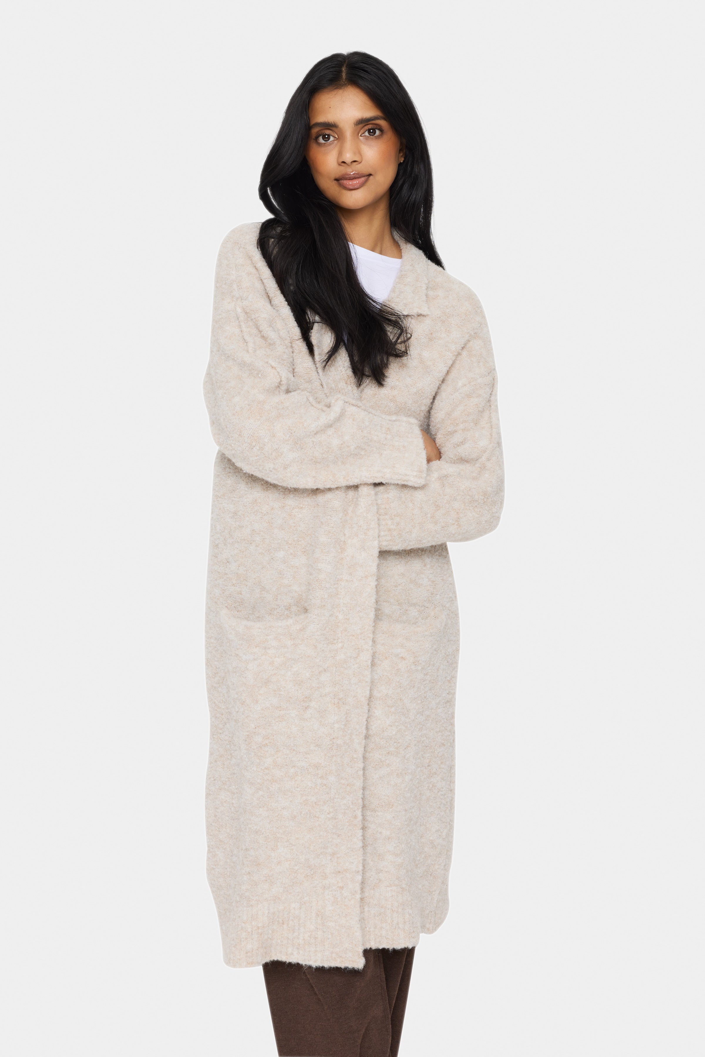 Gela Longline Wool Blend Cardigan Grey Morn Kitty Gus