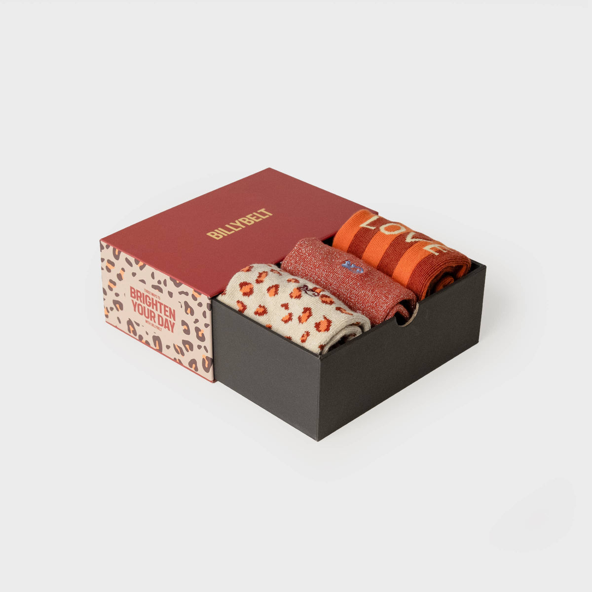 BillyBelt Brighten Your Day women's sock gift box in orange