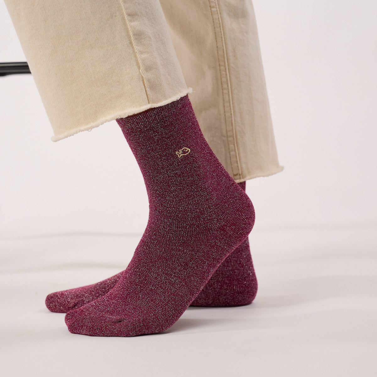 BillyBelt aubergine glitter socks, additional product photograph 4