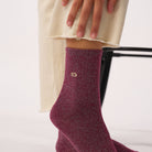 BillyBelt aubergine glitter socks, additional product photograph 7