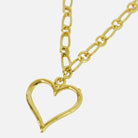 Gold heart-shaped pendant necklace on a white background