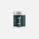 Silver jar with a black label featuring the brand 'dook' on a white background