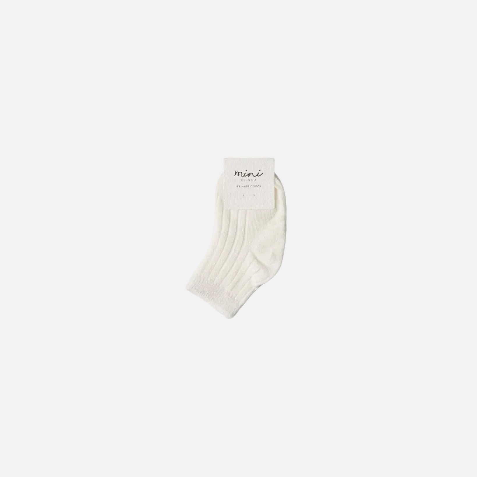 Ivory ankle sock with 'mimi' branding on a white background