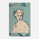 Soap packaging with an illustration of a woman and the text 'Coconut divine soap' on a blue background.