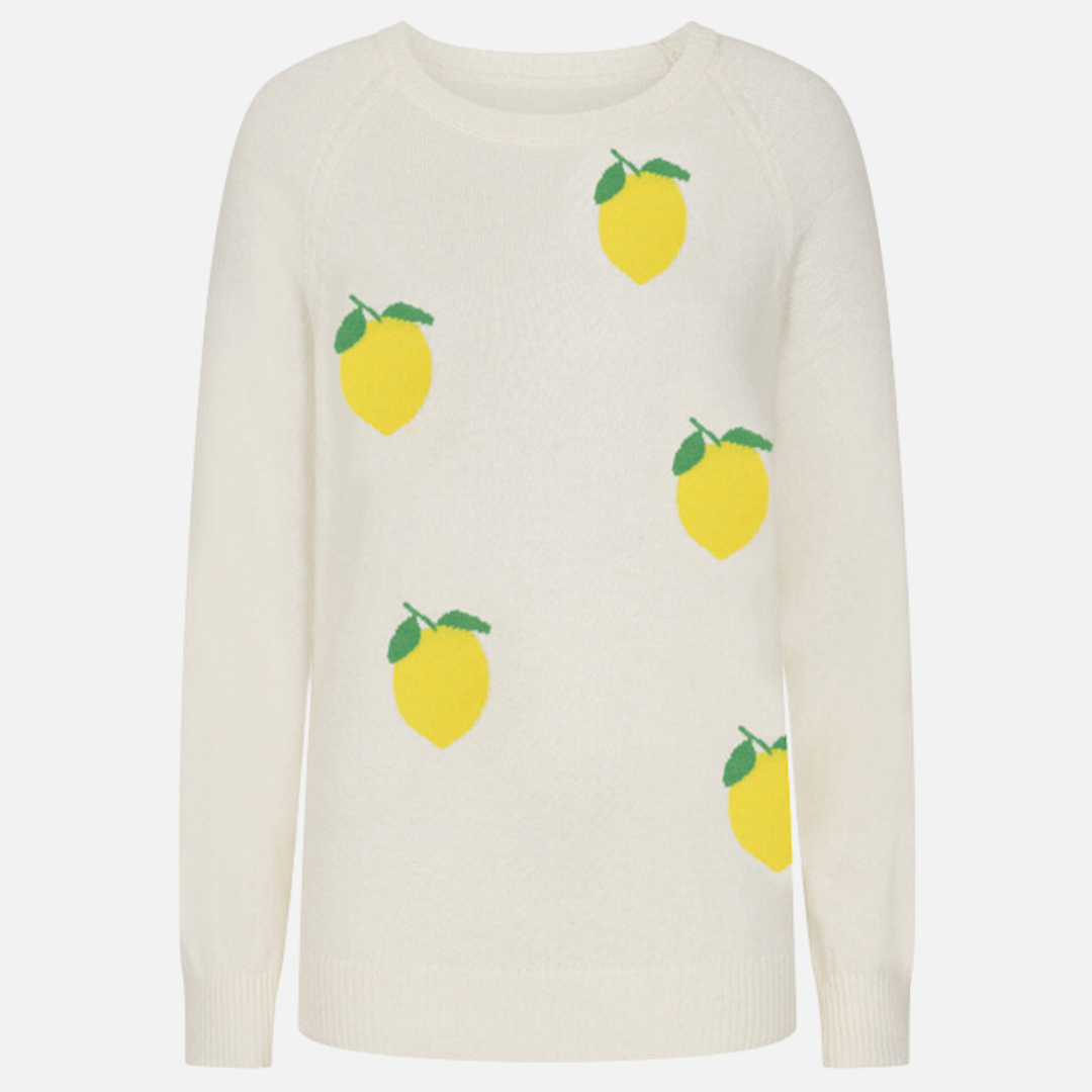 Cashmere Fruit Decorated Jumper Cream Lemons