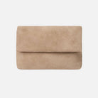 Beige clutch bag on a white background
