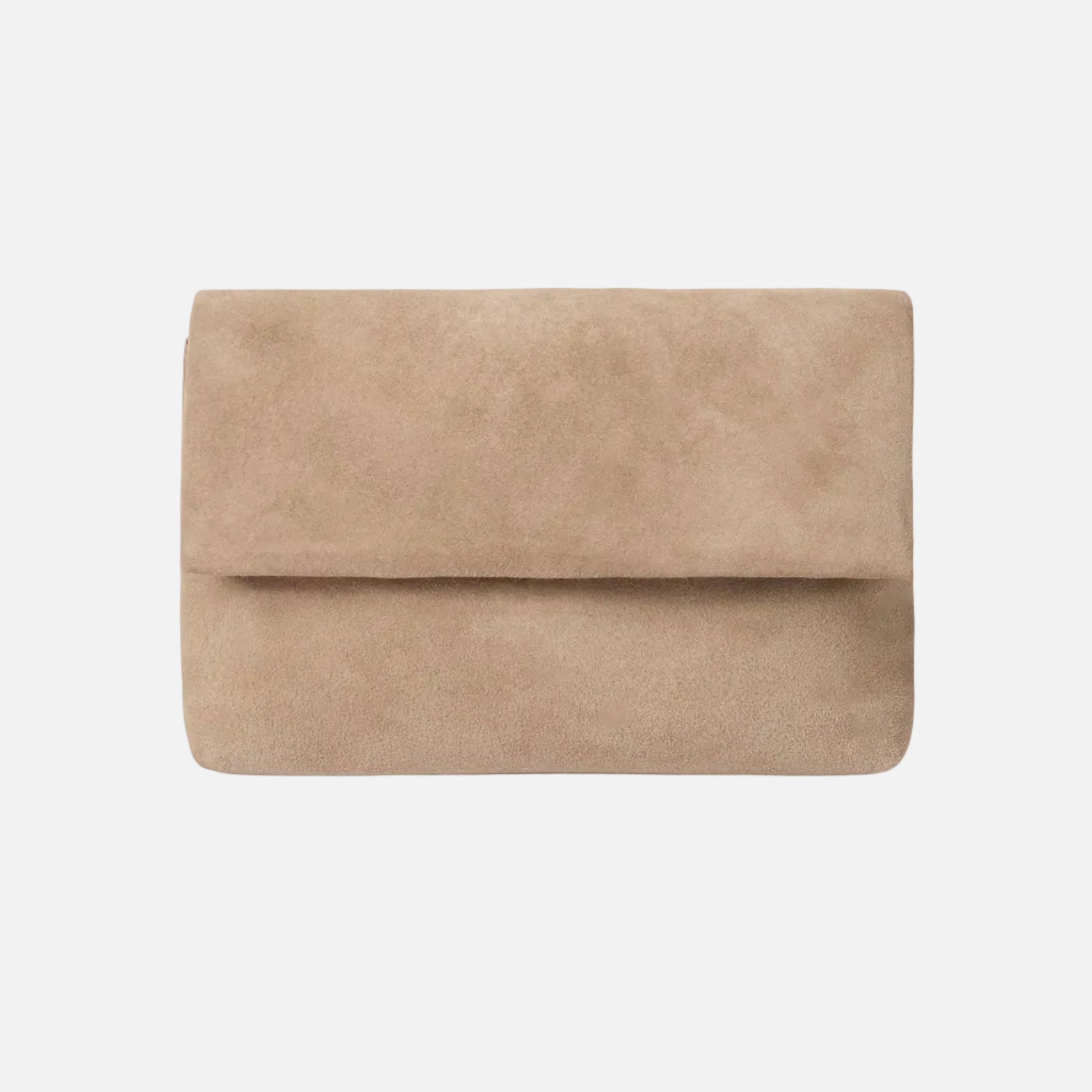 Beige clutch bag on a white background