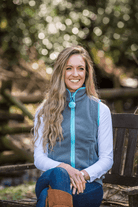 Nattily Dressed Adult Gilet | Grey with Sky Trim & Wool Pom