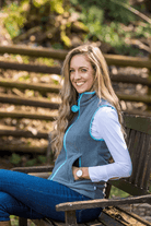Nattily Dressed Adult Gilet | Grey with Sky Trim & Wool Pom