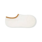 White ankle sock with brown ribbed top on a white background