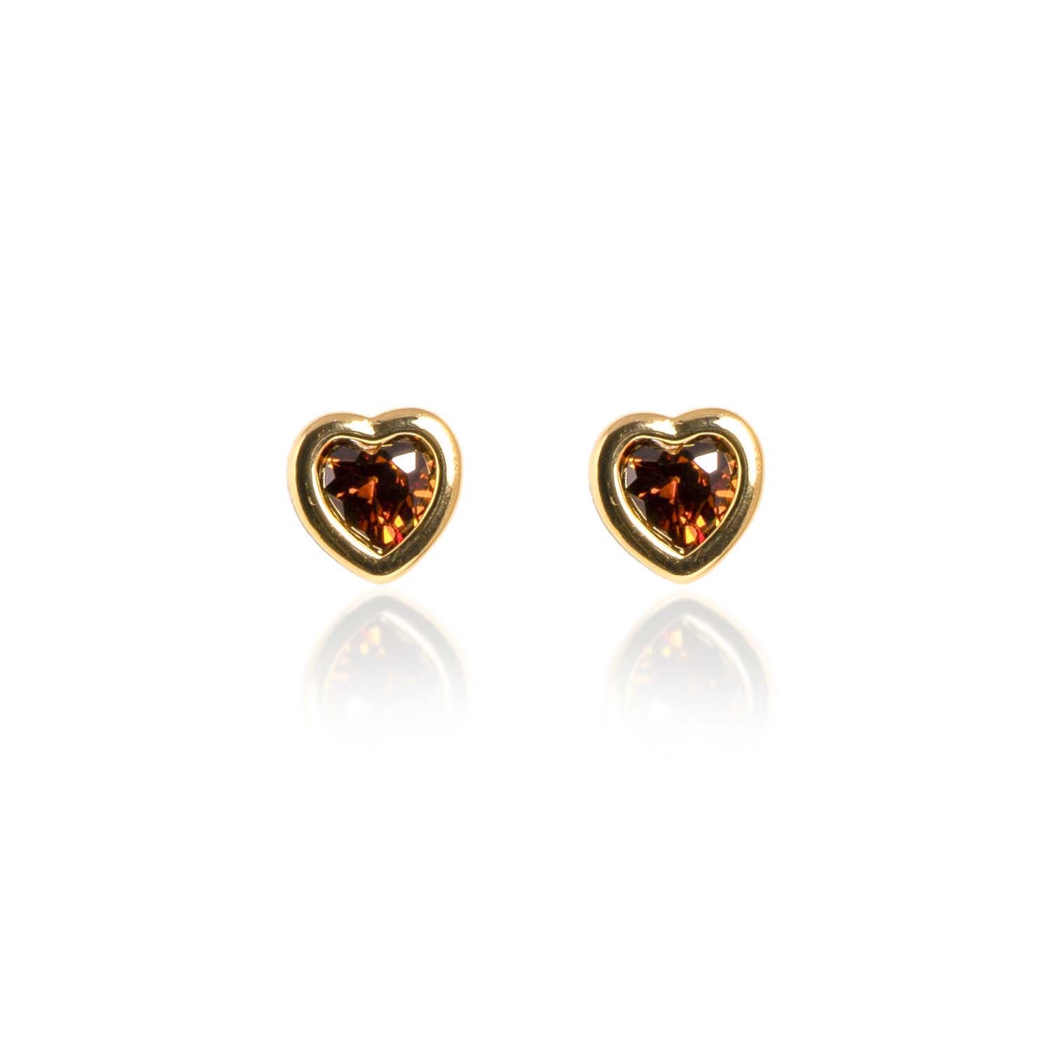 Loxley Lane Amillee Heart Stud Earrings in Chocolate
