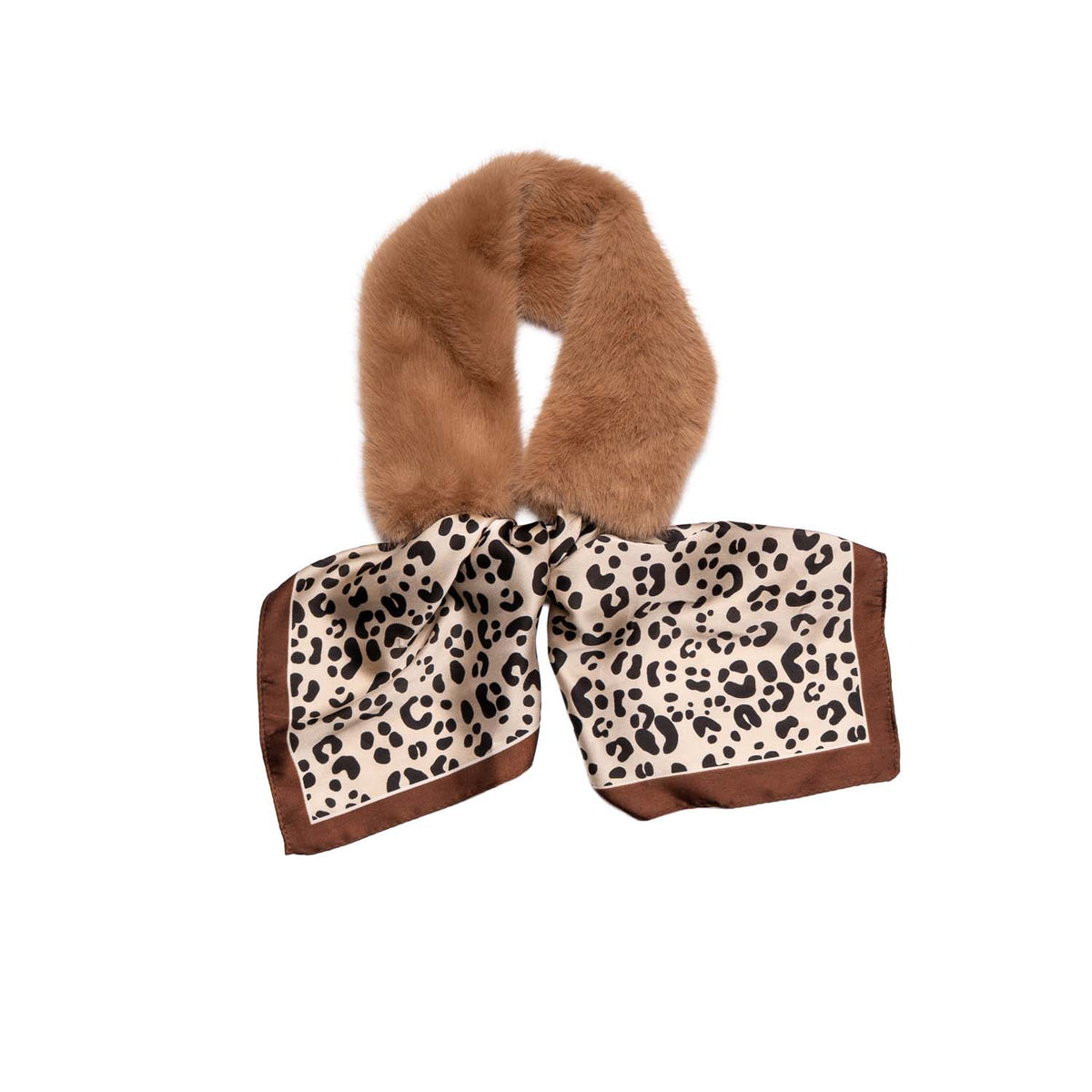 Loxley Lane faux fur and animal print collar in Taupe