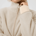 Part Two Catharina Fleece Jacket in Oatmeal, fleece and zip detail