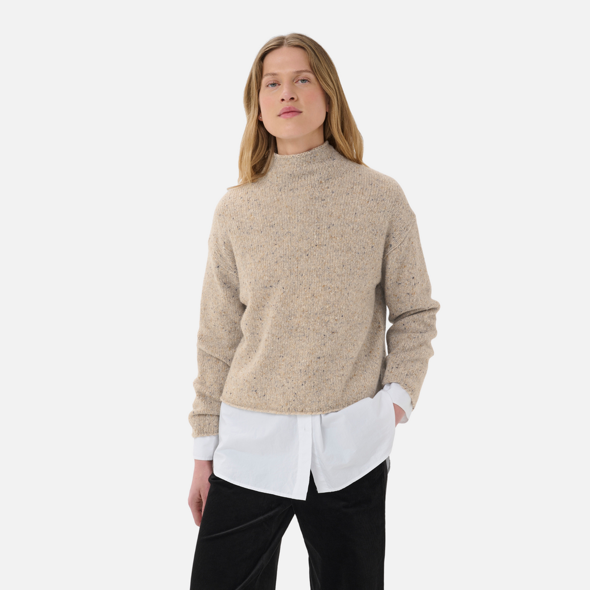 Part Two Chanelly Pullover in Neutral Nepse – styled front view