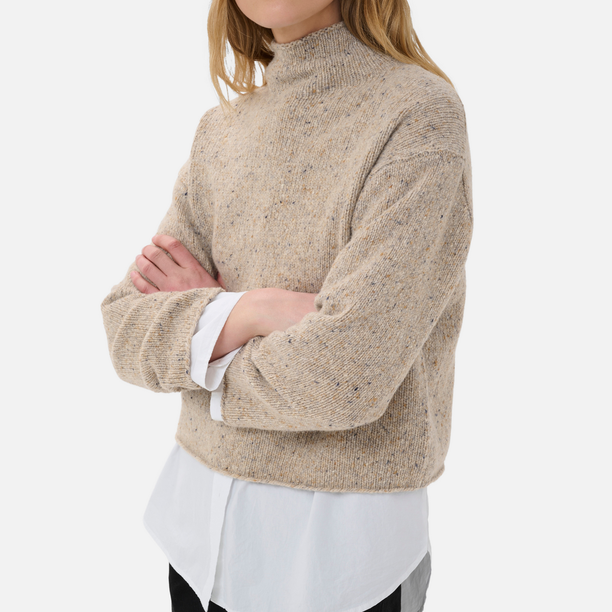 Part Two Chanelly Pullover in Neutral Nepse – knit texture and high neck detail