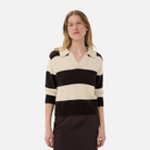 Part Two Charlott Pullover in Whitecap Grey and Mole Stripe – styled front view