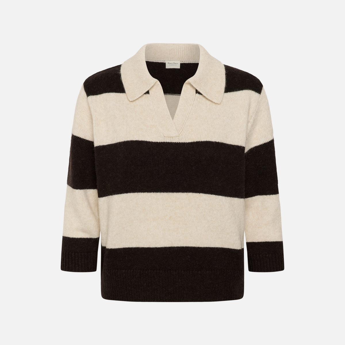 Part Two Charlott Pullover in Whitecap Grey and Mole Stripe – front product view