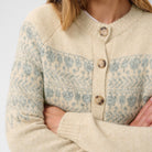 Part Two Charmaine Cardigan in Whitecap Grey Melange – button and knit detail