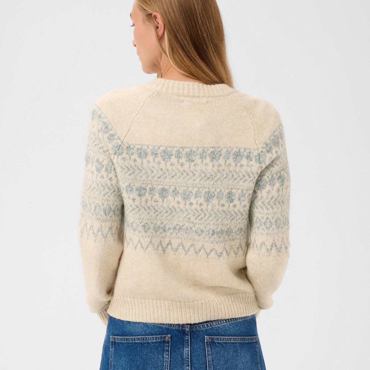 Part Two Charmaine Cardigan in Whitecap Grey Melange – styled back view