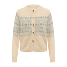 Part Two Charmaine Fair Isle Inspired Cardigan in Whitecap Grey Melange – front product view