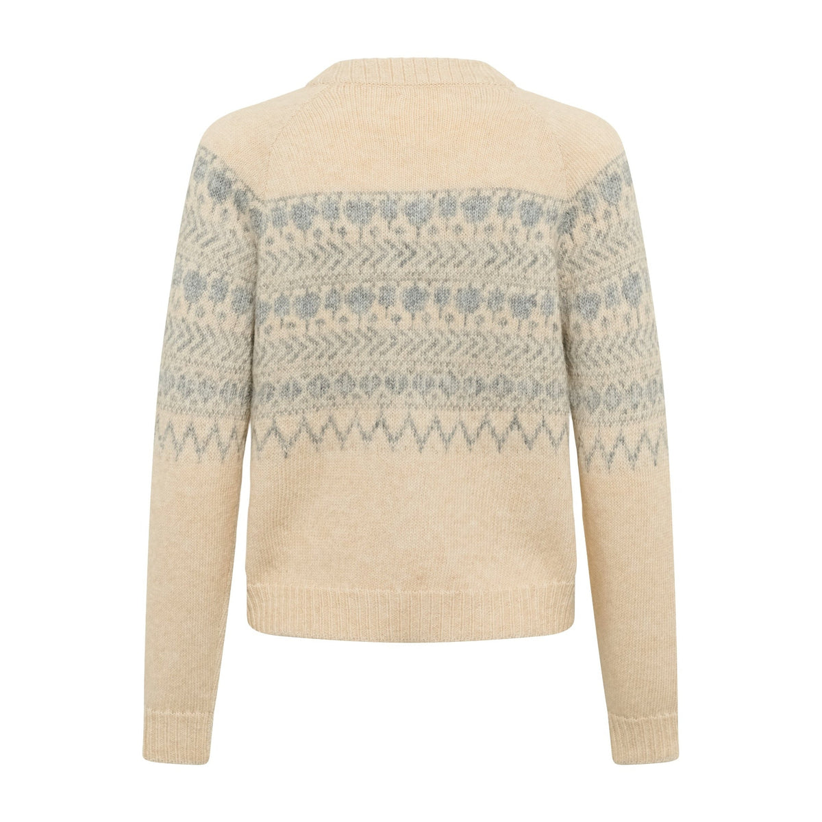 Part Two Charmaine Fair Isle Inspired Cardigan in Whitecap Grey Melange – back product view