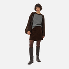 Part Two Cleo Pullover in Grey and Mole colourblock styled with cord skirt