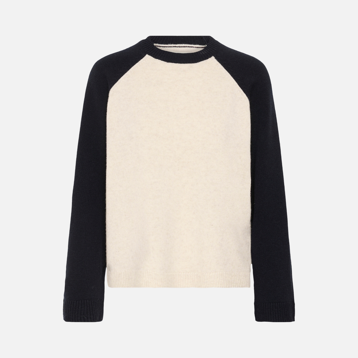 Part Two Cleo Pullover in Oatmeal and Navy colourblock, front product view
