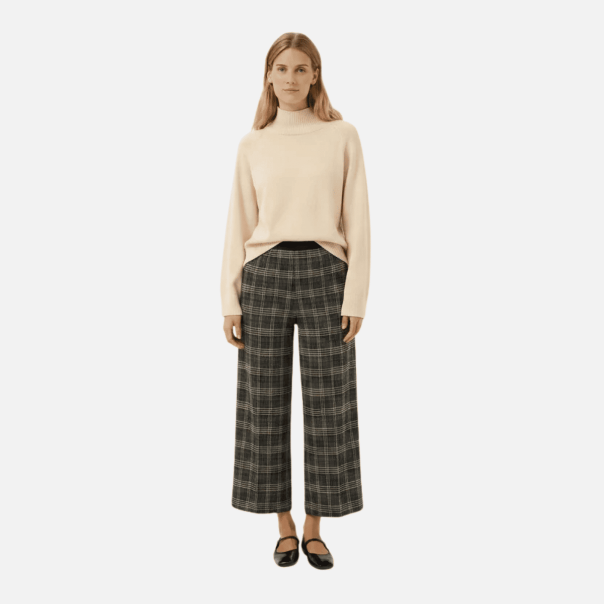 Part Two Ilisan Trousers in Grey Big Check – styled front view