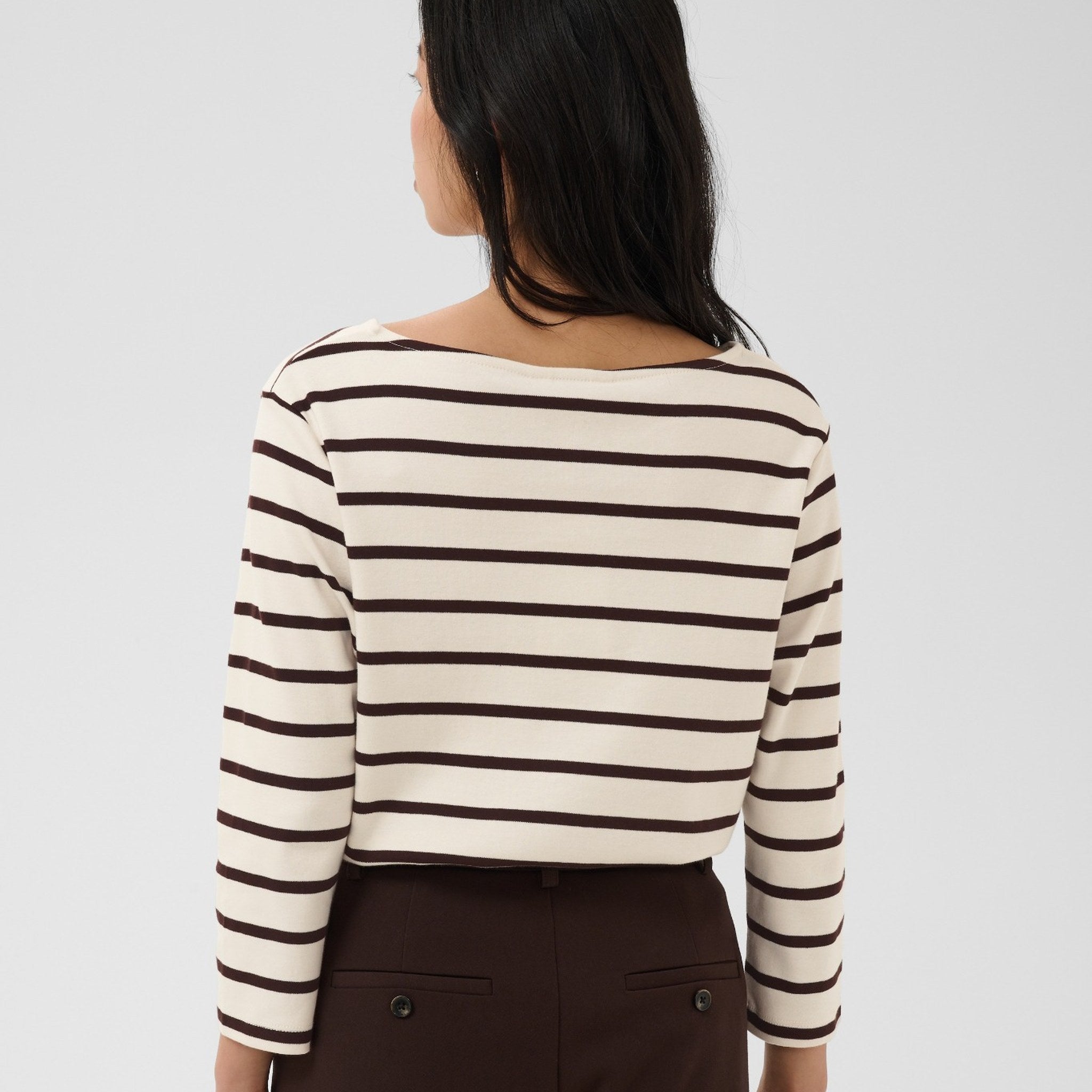 Part Two Nela 3/4 Sleeve T-Shirt in Mole Stripe – back styled view