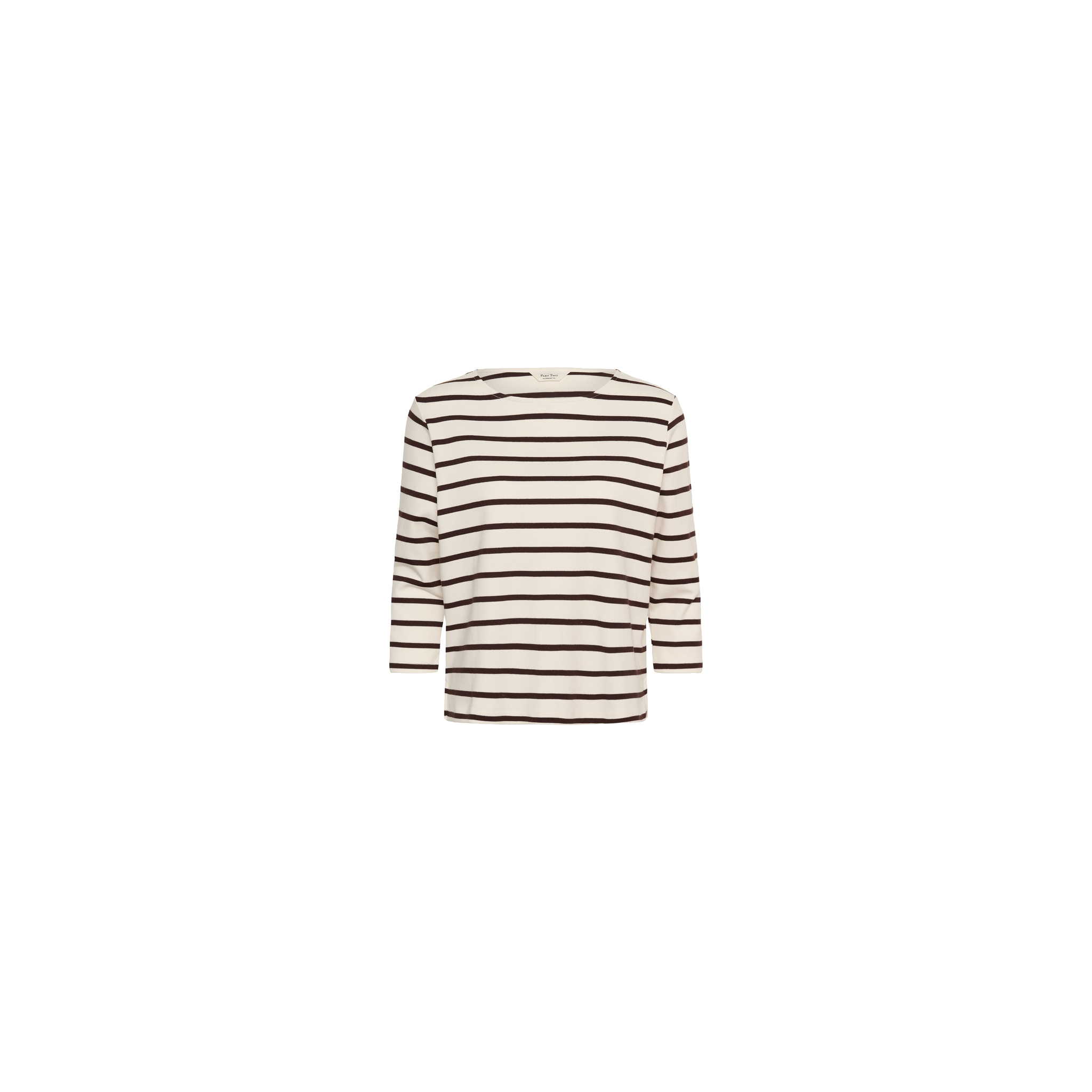 Part Two Nela 3/4 Sleeve T-Shirt in Mole Stripe – front cut-out product view