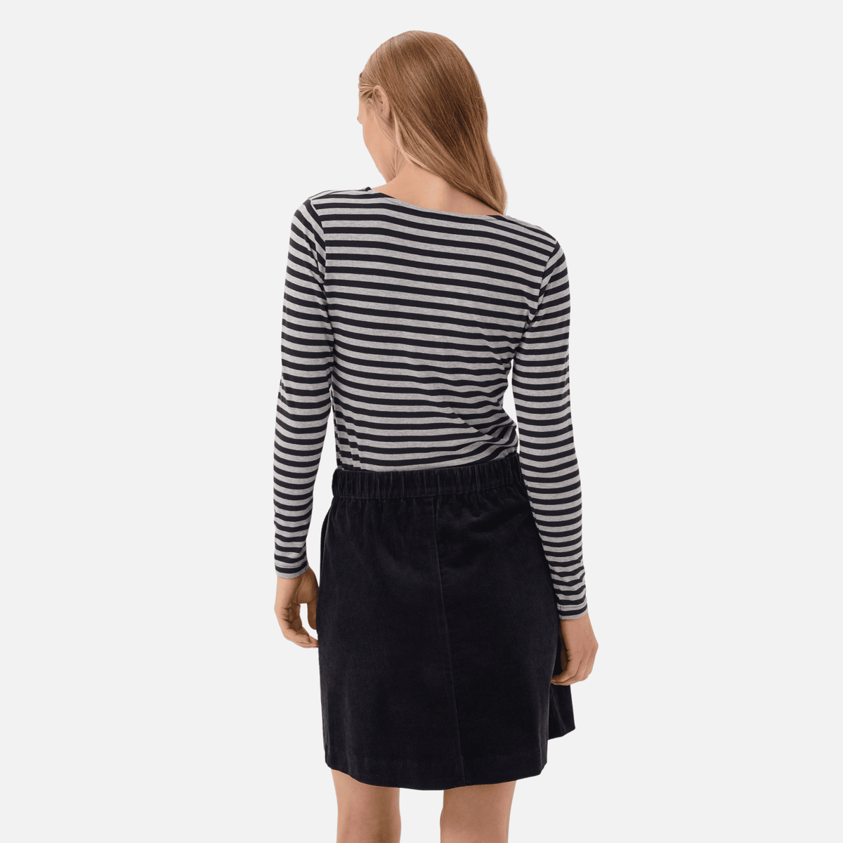 Part Two Nemajas Long Sleeve T-Shirt in Dark Navy Stripe – styled back view