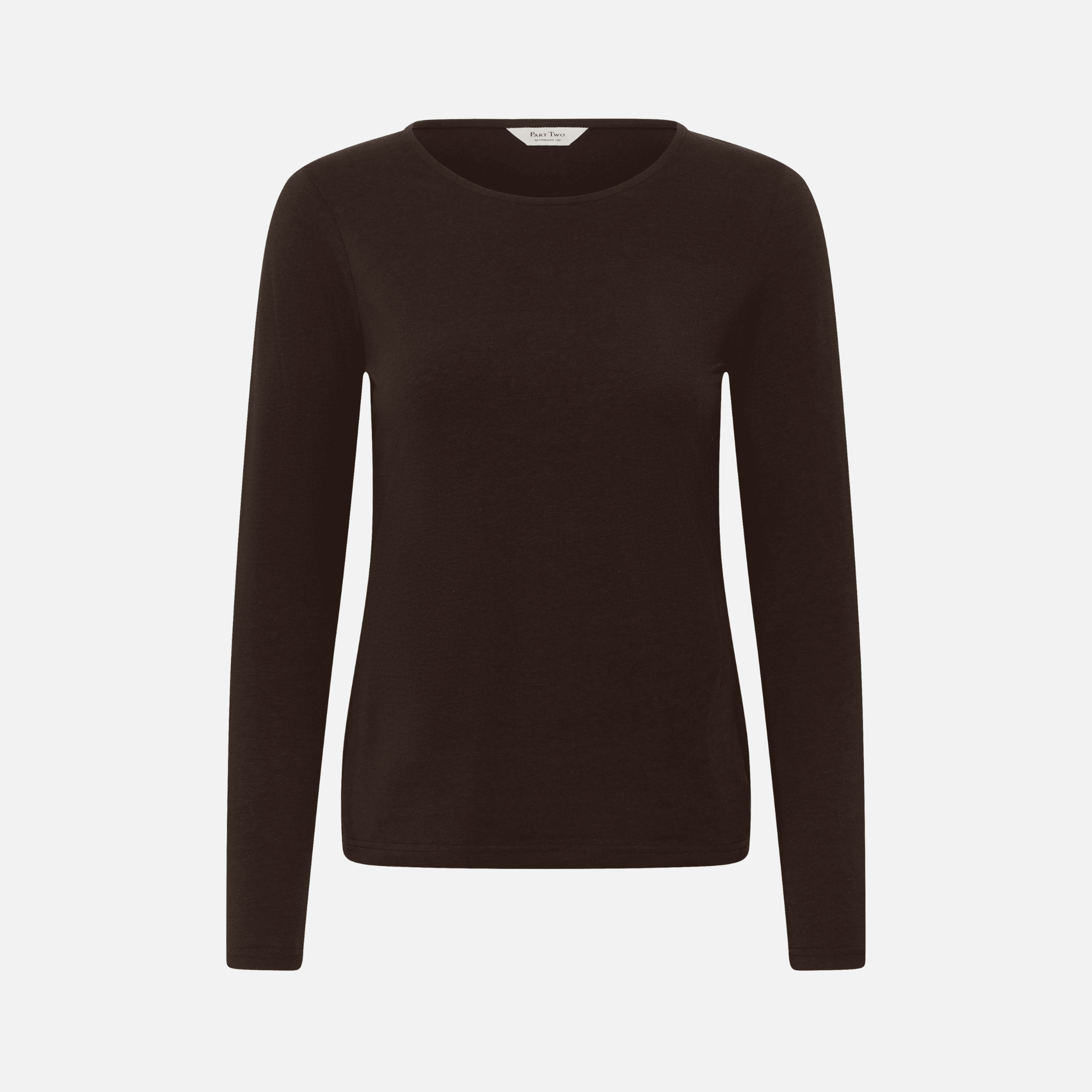 Part Two Nemajas Long Sleeve T-Shirt in Mole Brown – front product view