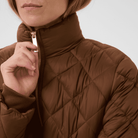 Part Two Olilana Padded Coat in Downtown Brown, close-up of zip and quilting
