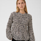 Part Two Siffe Blouse in Dark Navy Flower Spots – front styled view