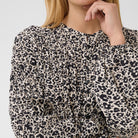 Part Two Siffe Blouse in Dark Navy Flower Spots – gathered neckline and button detail