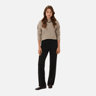 Saint Tropez Kaileen Wide Leg Jersey Pants in Black - styled full-length view