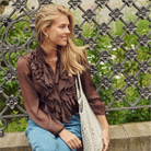 Saint Tropez Lilja Crinkle Long Sleeve Blouse in Chocolate Brown - lifestyle view