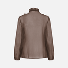 Saint Tropez Lilja Crinkle Long Sleeve Blouse in Chocolate Brown - product back