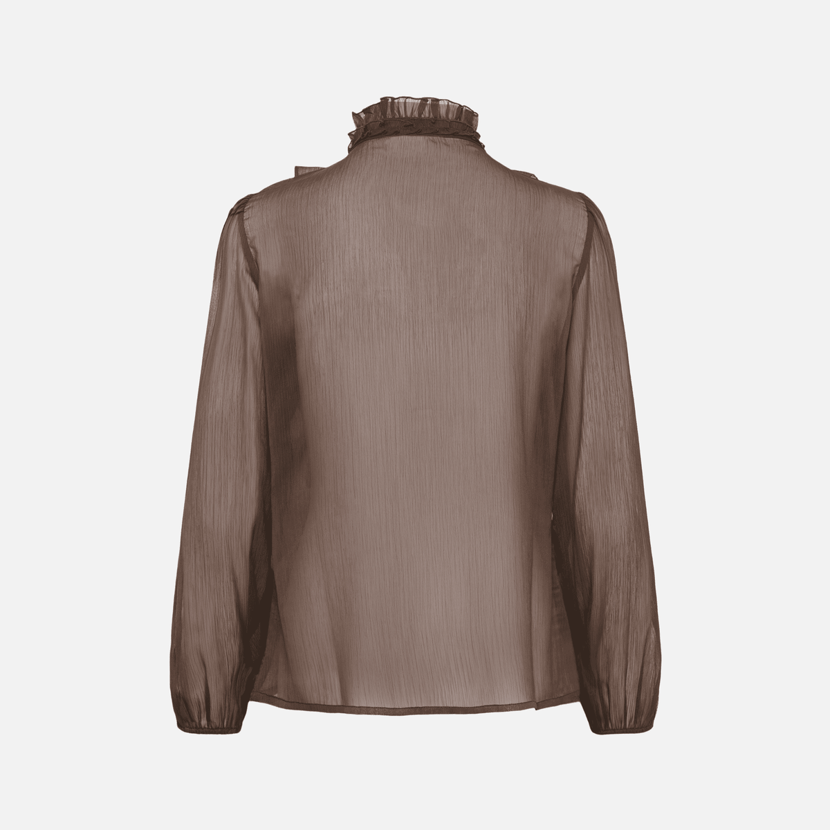Saint Tropez Lilja Crinkle Long Sleeve Blouse in Chocolate Brown - product back