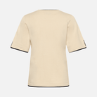 Saint Tropez Mila Contrast Stripe Short Sleeve Pullover in Birch & Nightsky